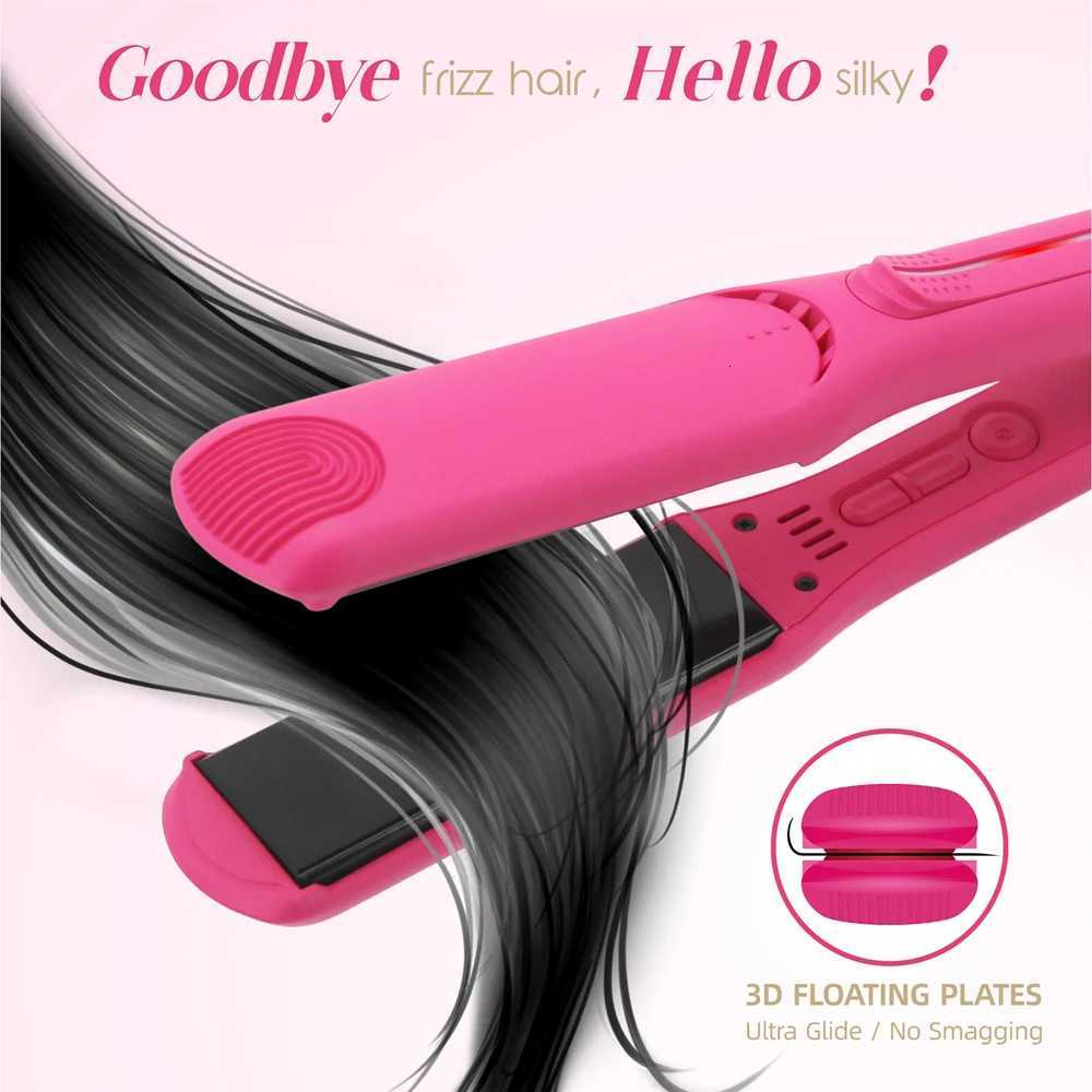 Infrared Hair Straightener Professional 450F Ceramic Coated Floating Plate Flat Iron 2 In 1 Straight and Curl Hair Styling ToolT251122