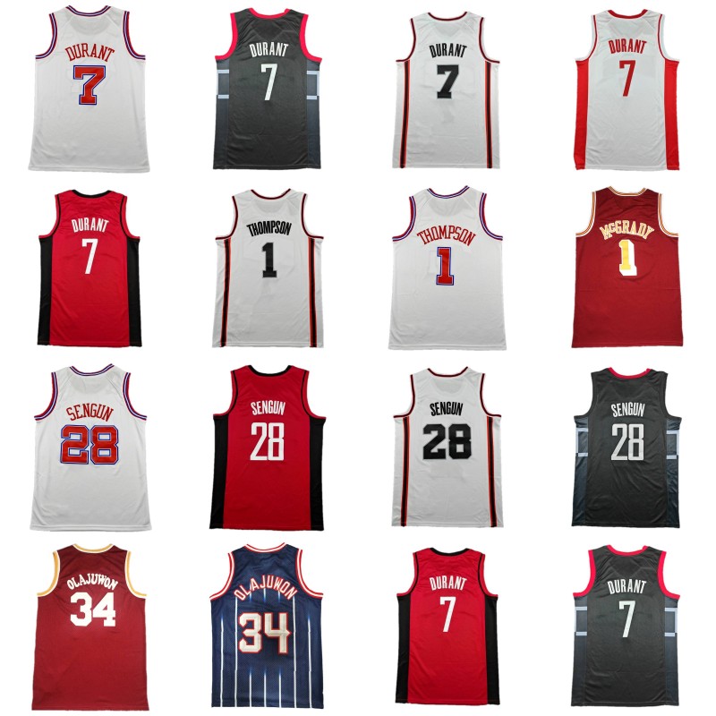 7 Kevin Durant Amen Thompson Alperen Sengun City Basketball Jersey Mens Tracy McGrady Hakeem Olajuwon Retro Sleeveless Shirt