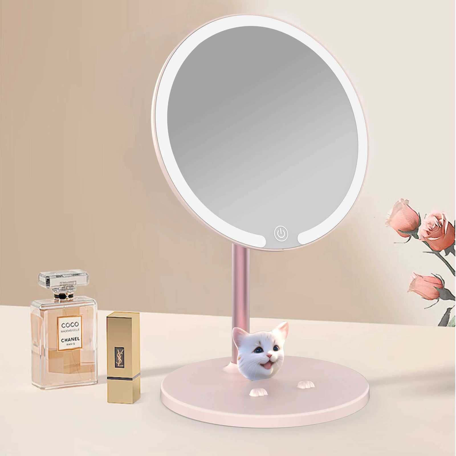 New Rechargeable Makeup Mirror Portable 3 Color LED Light Makeup Mirror USB Rechargeable 2-in-1 Desktop Beauty Mirror M251122