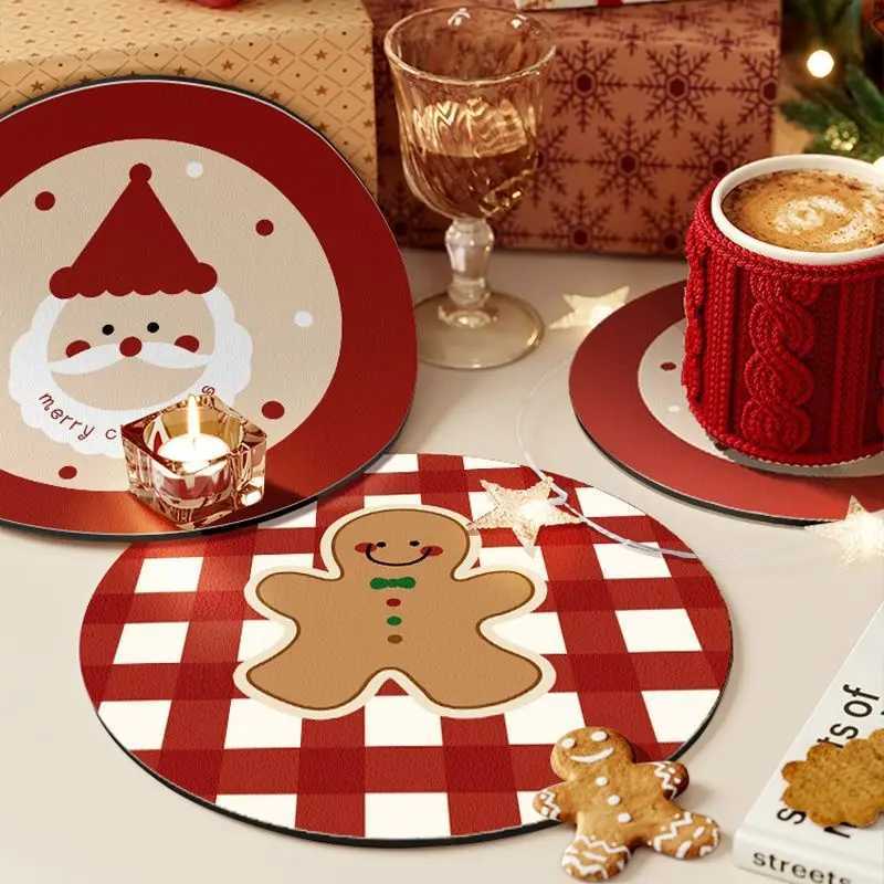 3-piece Set of Christmas Style Circular Coasters Christmas Desktop Decoration Teacup Pads Light Luxury Circular Anti Slip Pads C251122