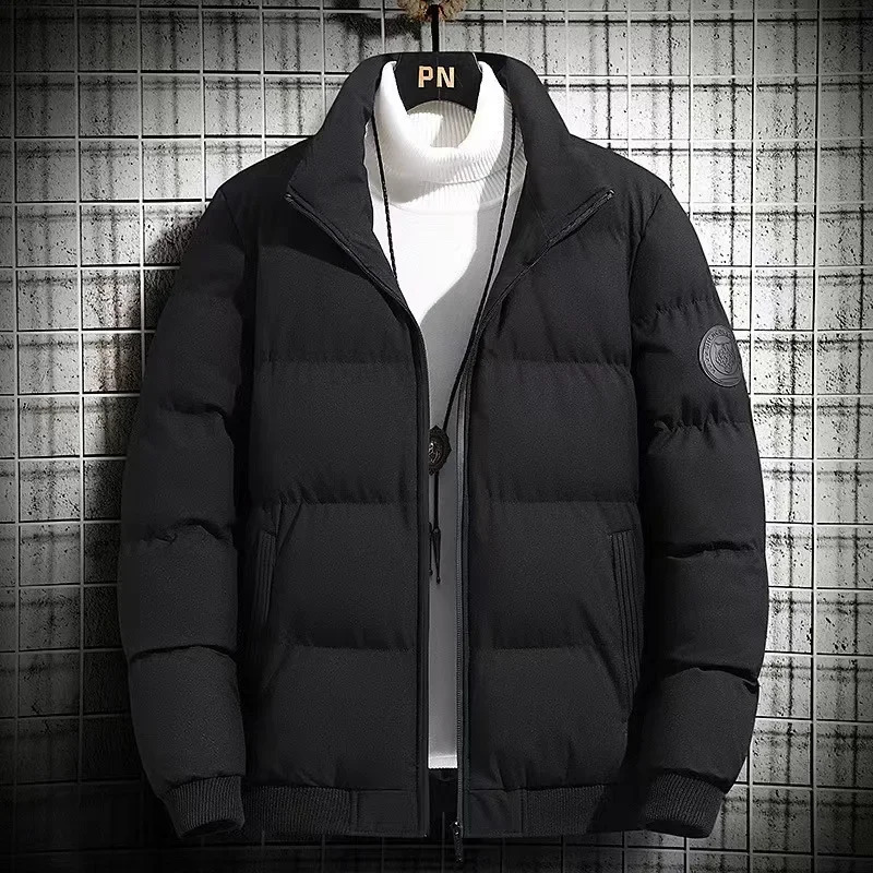 2025 Mens Winter Jacket Thickened Down Cotton Coat Autumnwinter Warm Top Stand Collar Trendy Casual 251110