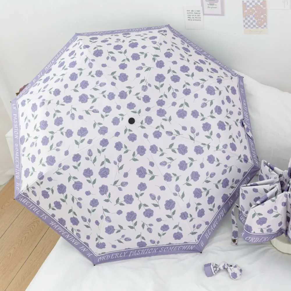 Fresh Flowers Automatic Umbrella UV Protection Sunny Rain Use Sun Umbrella Waterproof Foldable Floral Umbrella Home SuppliesM251122