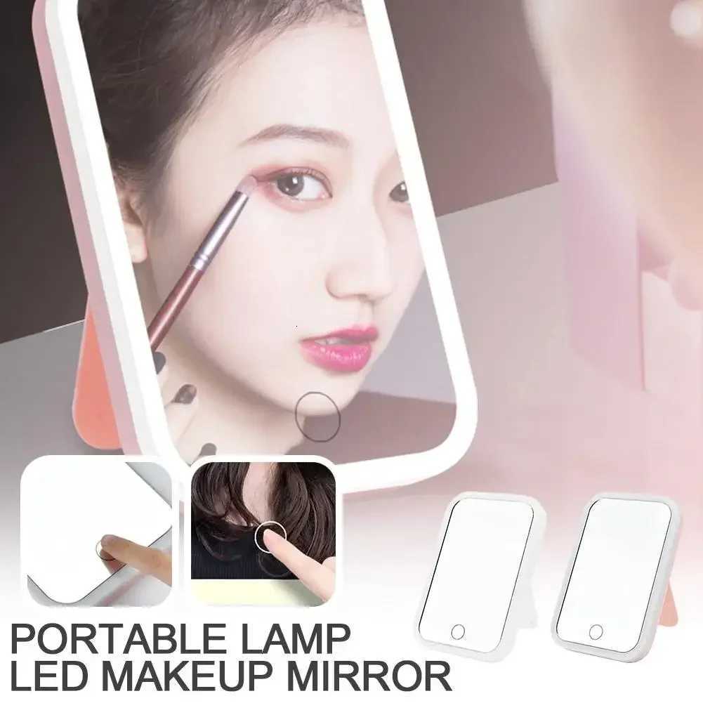 LED Makeup Mirror with LED Light Touch Screen Portable Standing Folding Vanity Mirroir Adjustable White Pink Household Dormitory M251122