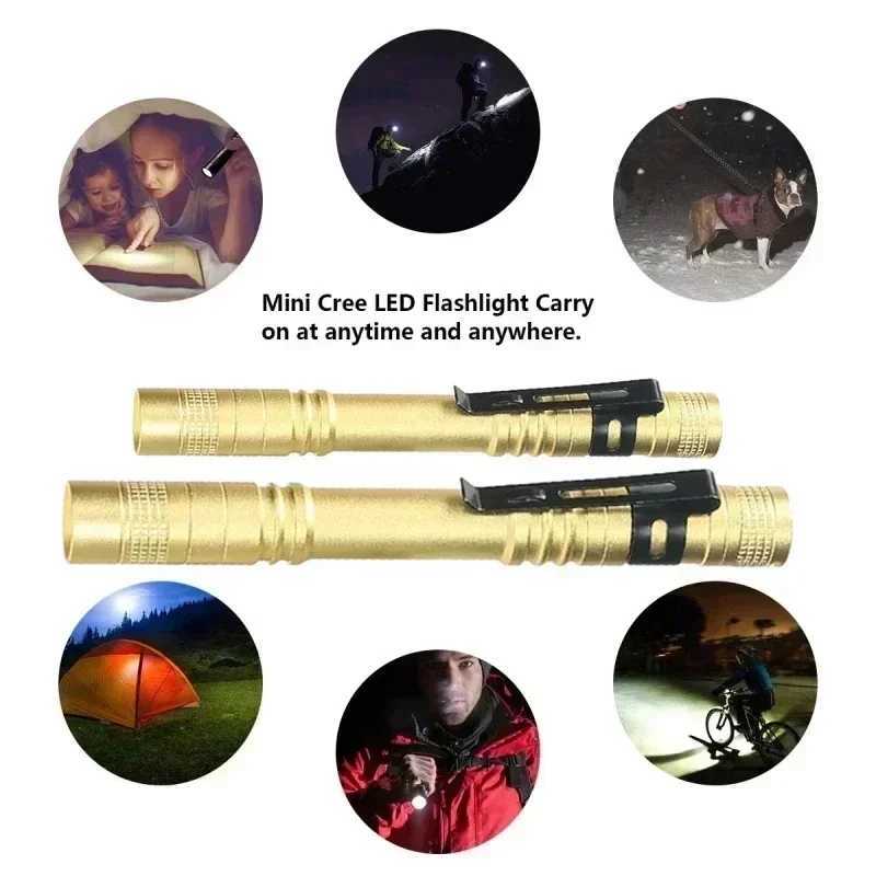 Portable mini LED pen-shaped flashlight with a pen clip, suitable for handheld use, an ultra-small portable flashlight, suitable for emergency lightin