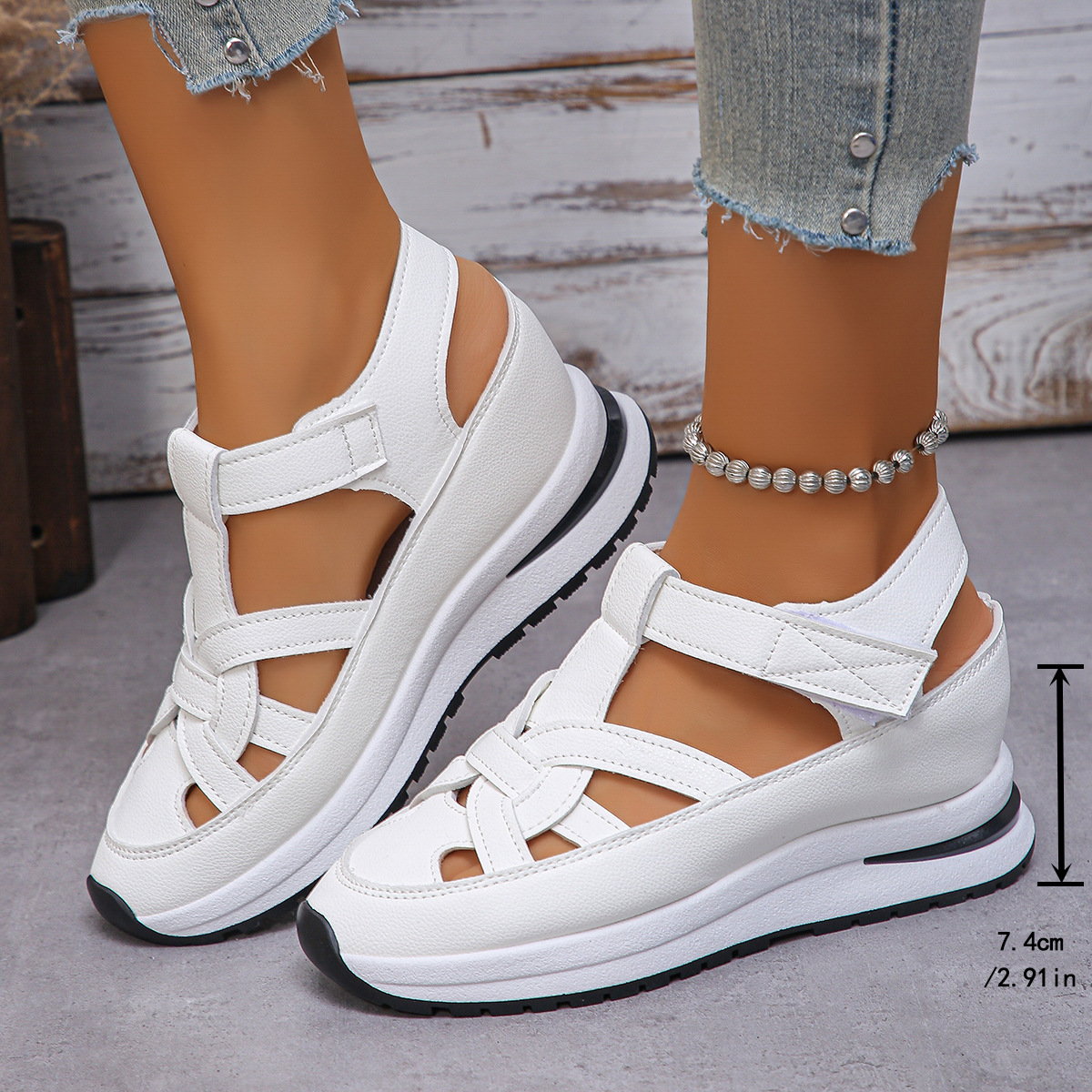 CMM Designer Luxury Plus Size Sandals Women 2025 Spring New Velcro Women's Shoes Fashion Hundred Slippers