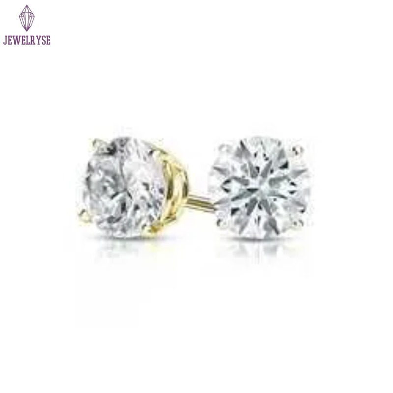 Stud Wholesale Vvs Diamond Earring Factory Price 10k 14k 18k Solid Gold Round Brilliant Cut Moissanite Hoop Stud Earrings Men Women