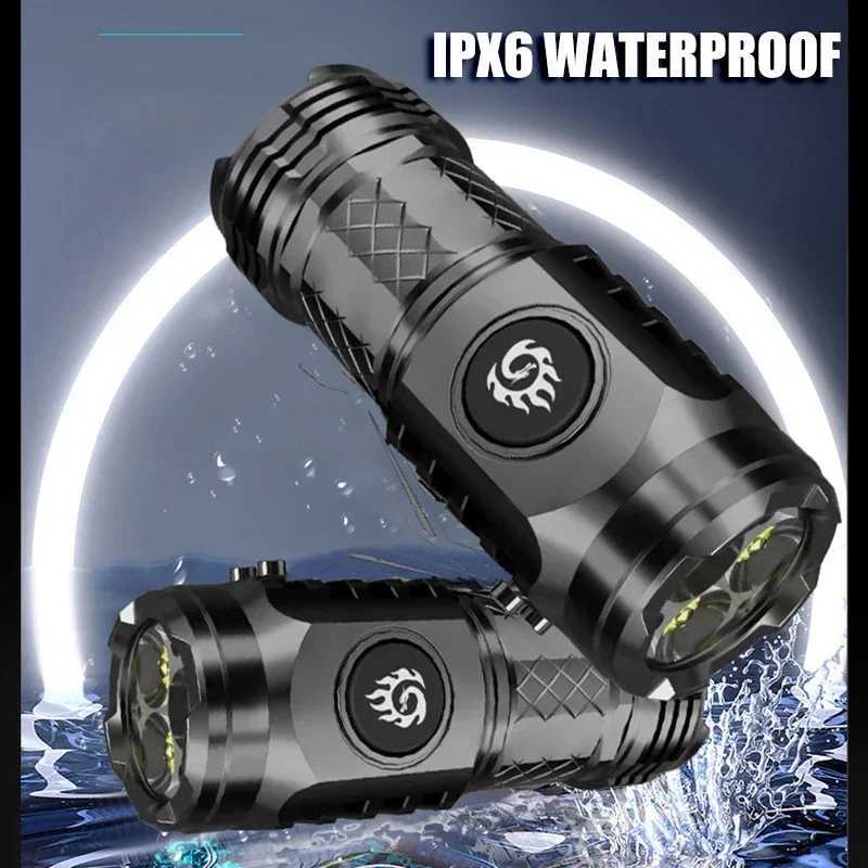 High Strong Power LED Flashlight Built-in Battery Type-C Rechargeable with Pen Clip Torch Outdoor Camping Emergency Lantern C251122