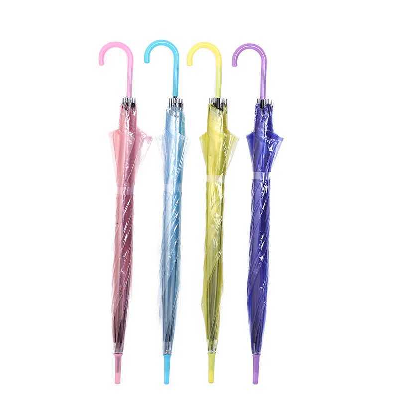 Long handle transparent umbrella Rainbow umbrella Student Children Adult colorful straight 8-bone umbrellaM251122
