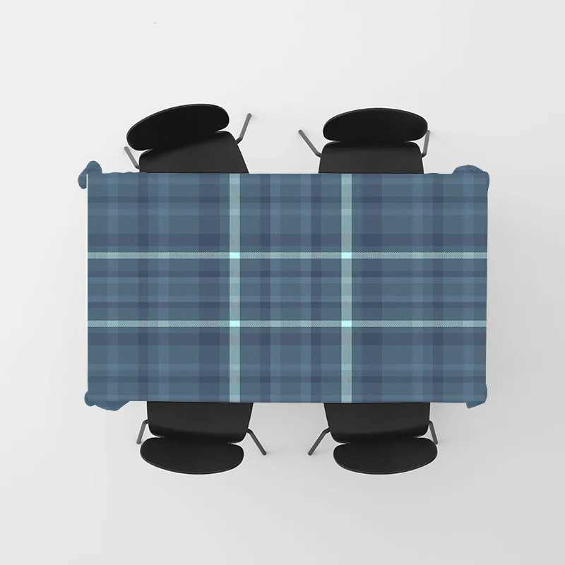 Modern Plaid Pattern Dining Tablecloth Navy Blue Herringbone Table Cover for Home Decor Kitchen Dining Room 150x240cm C251122