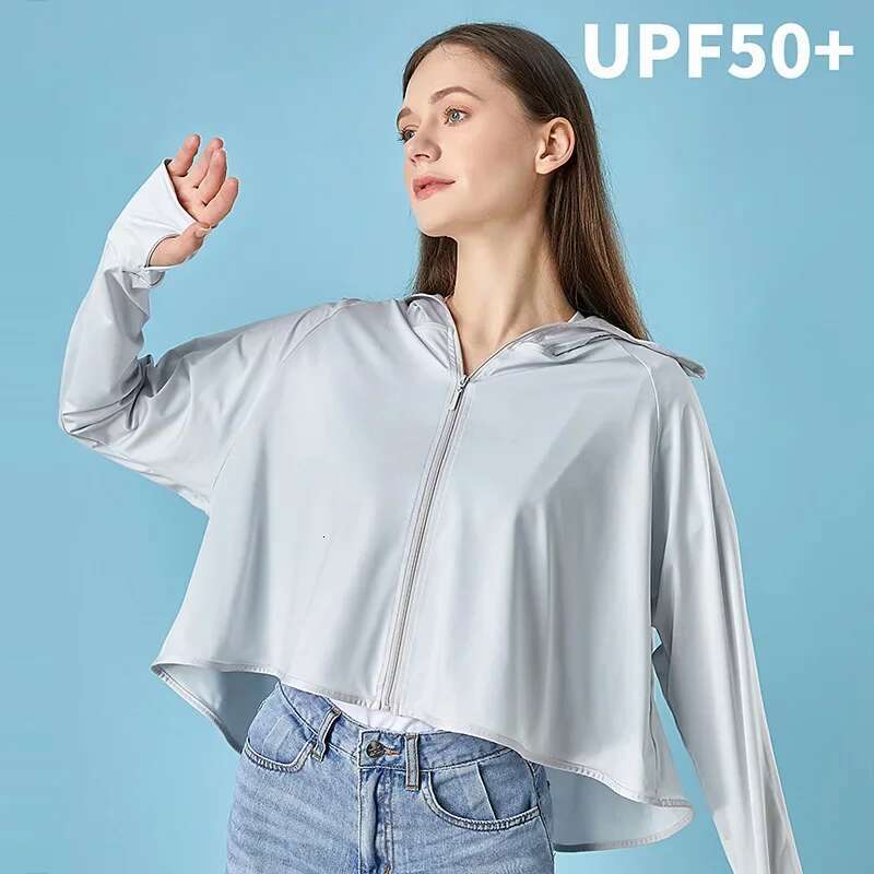 Ice Silk Hat Outdoor Short Lightweight Summer Women's Sun Clothing UV Protection Skin Shirt Running Suit Jacket