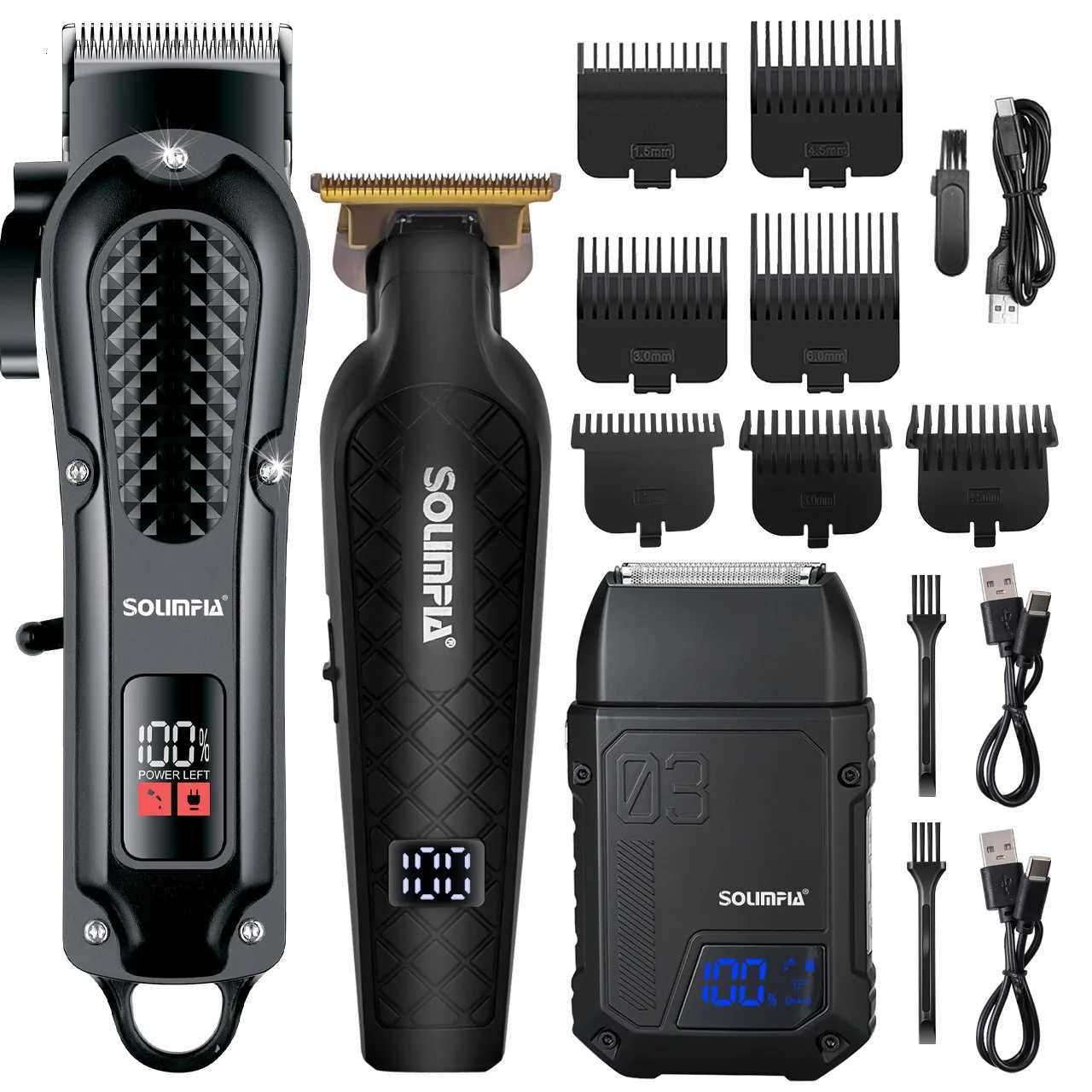 Solimpia Professional Hair Clipper 3-piece Set for Men Rechargeable Cordless Barber Clippers for Wet/Dry Hair Cutting W251122