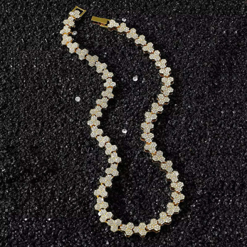 Fashion Triple Round Set Women's Jewelry Iced Rhinestone Cluster Bracelet Necklace