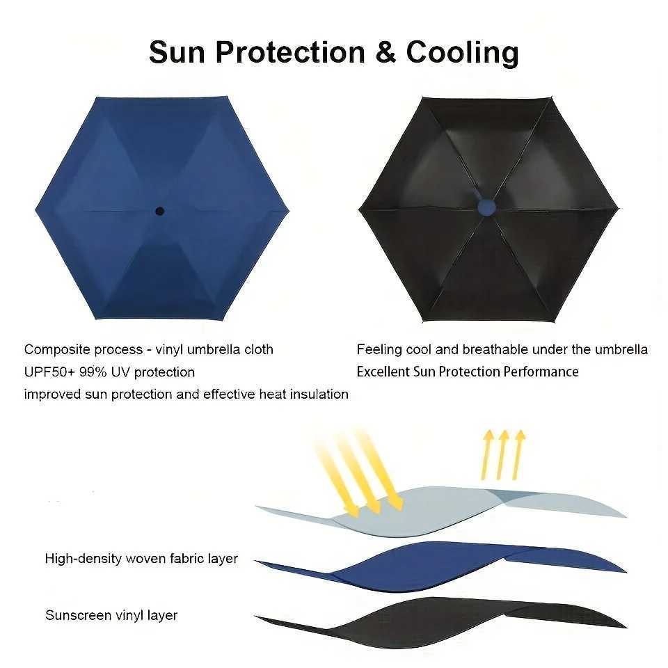 Mini Folding Umbrella UV Protection Waterproof Compact Travel Umbrella with 6 Ribs Steel Frame Sun Rain Protection ParasolM251122