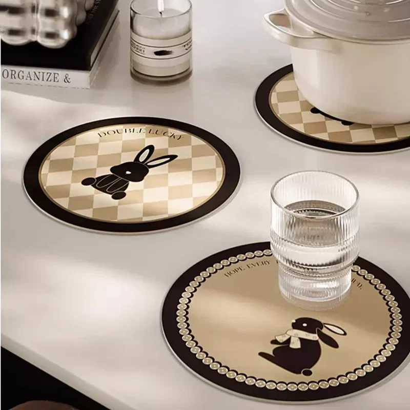 Bunny Coaster Round Vintage Coffee Cup Mats 16cm Fireproof Antiskid Mug Coasters Heat Insulation Hot Pad Dining Table Decoration C251122