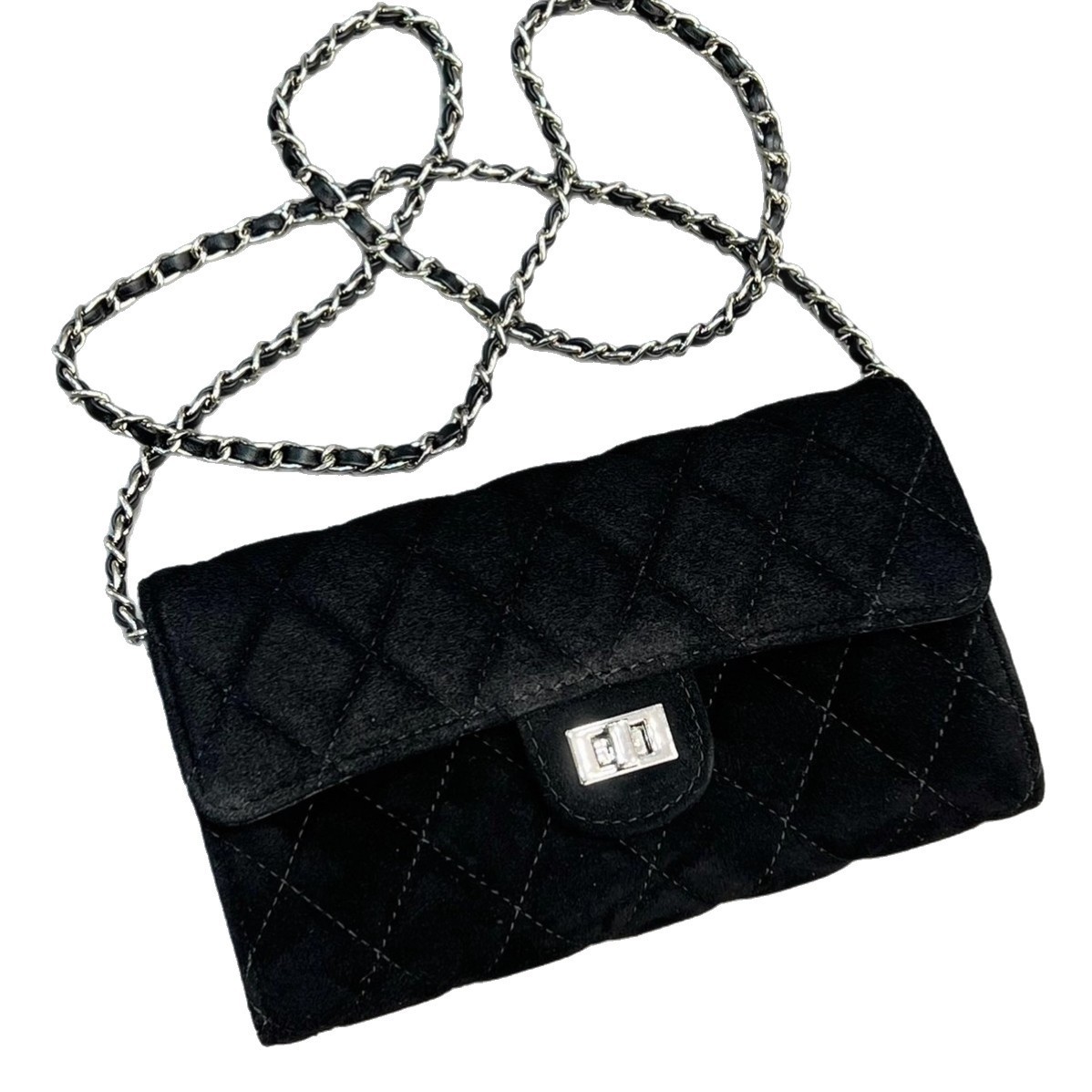 Designer Bag Vintage Suede Quilted Bag, FW 2025 Diamond Chain Crossbody Purse, Retro Underarm Shoulder Bag