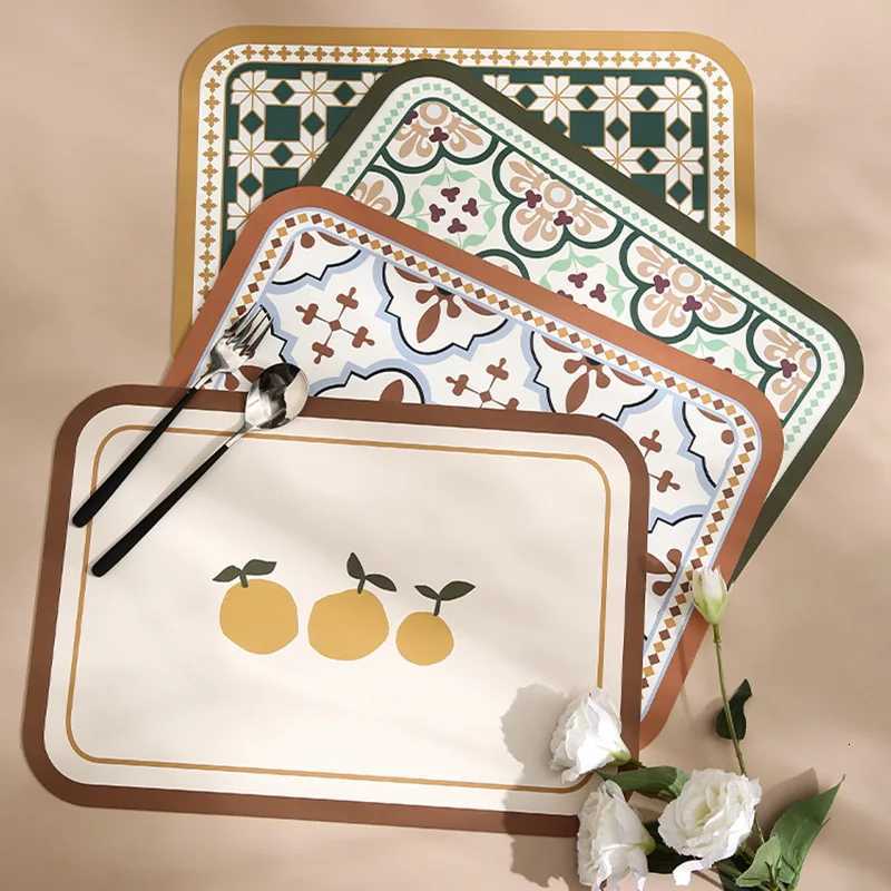 Scandinavian Countryside Placemats - Heatproof Waterproof Table Decor Luxury Square Floral Print Coasters for Dining Kitchen C251122