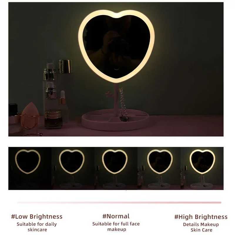 Mirror Makeup Mirror Led With Light Student Female Makeup Mirror Dormitory Desktop Storage Makeup Mirror M251122