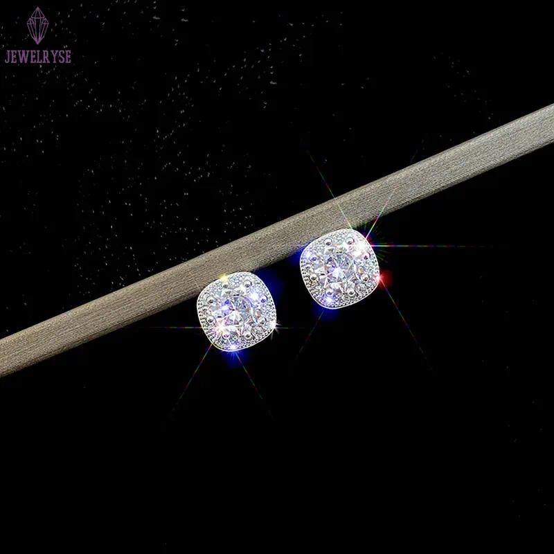 classic diamond earring desinger jewelry Women S925 silver six claw inlaid with diamond earrings hip-hop trend moissanite stone earrings studs Rock Ra