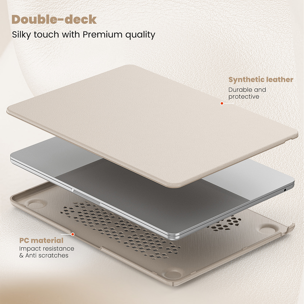 Business Laptop Case For MacBook Air 15 15.3 inch 2025 M4 A3241 M2 A2941 M3 A3114 PU leather Anti-Scratching Shockproof Protective Cover With Foldable