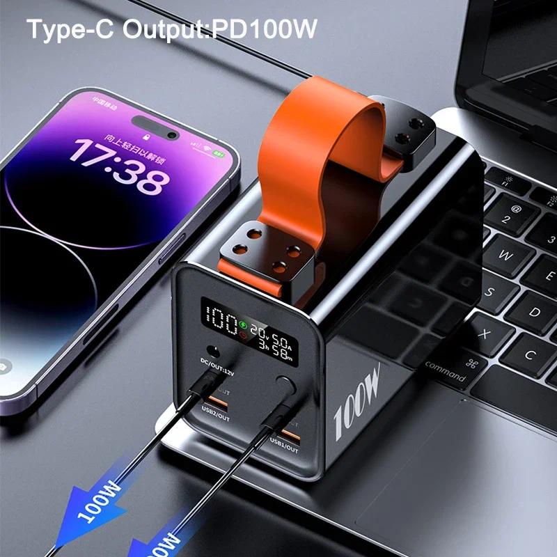 2026 Large Capacity Power Bank 80000mAh PD100W Fast Charging for iPhone Samsung Huawei Laptop Notebook Powerbank With 12V DC Output