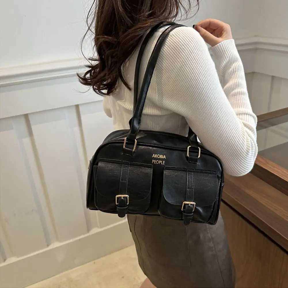 Retro Solid Color Crossbody Bags Luxury Design High-capacity Satchel Hobo Bag PU Underarm Bag for WomenT251122