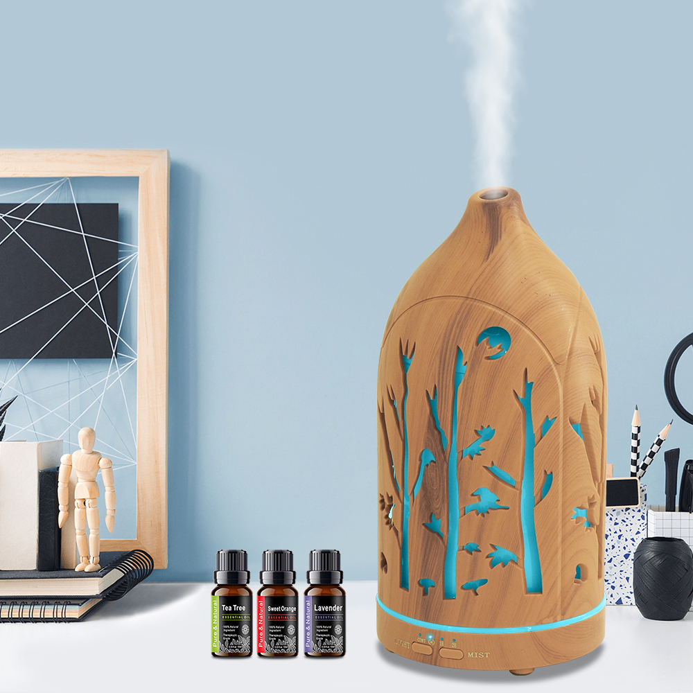 Aromatherapy Diffuser with 7 Color LED Lights, Auto Shut Off, Quiet Ultrasonic Includes 3 Essential Oils