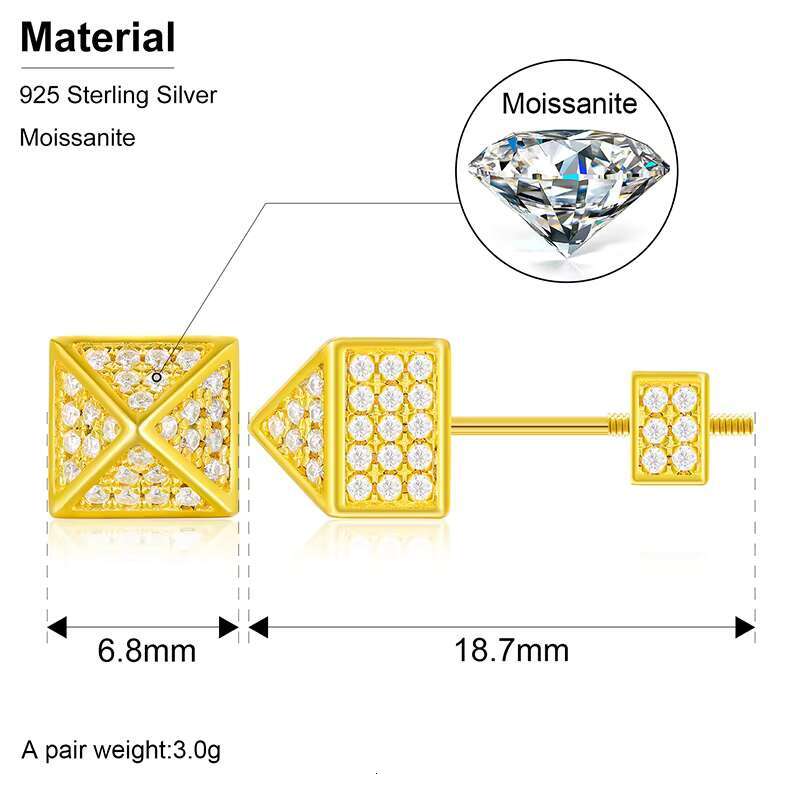 Originality Screw Back 925 Silver Earrings VVS Moissanite Diamond Jewelry Waterproof House Shape Men Women Stud Earrings