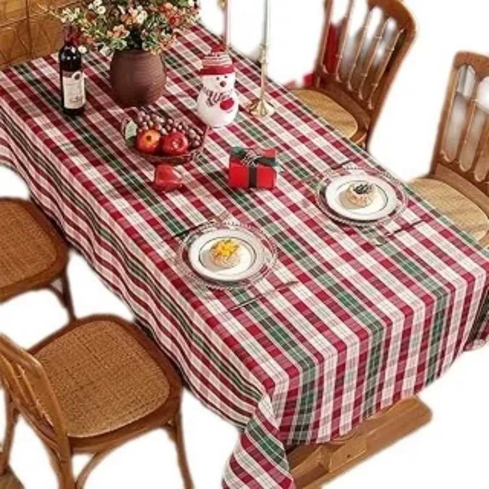 VIKAMA Christmas Plaid Tablecloth Waterproof and Stain-Resistant Table Cover for Home Gatherings and Restaurant Decor table C251122