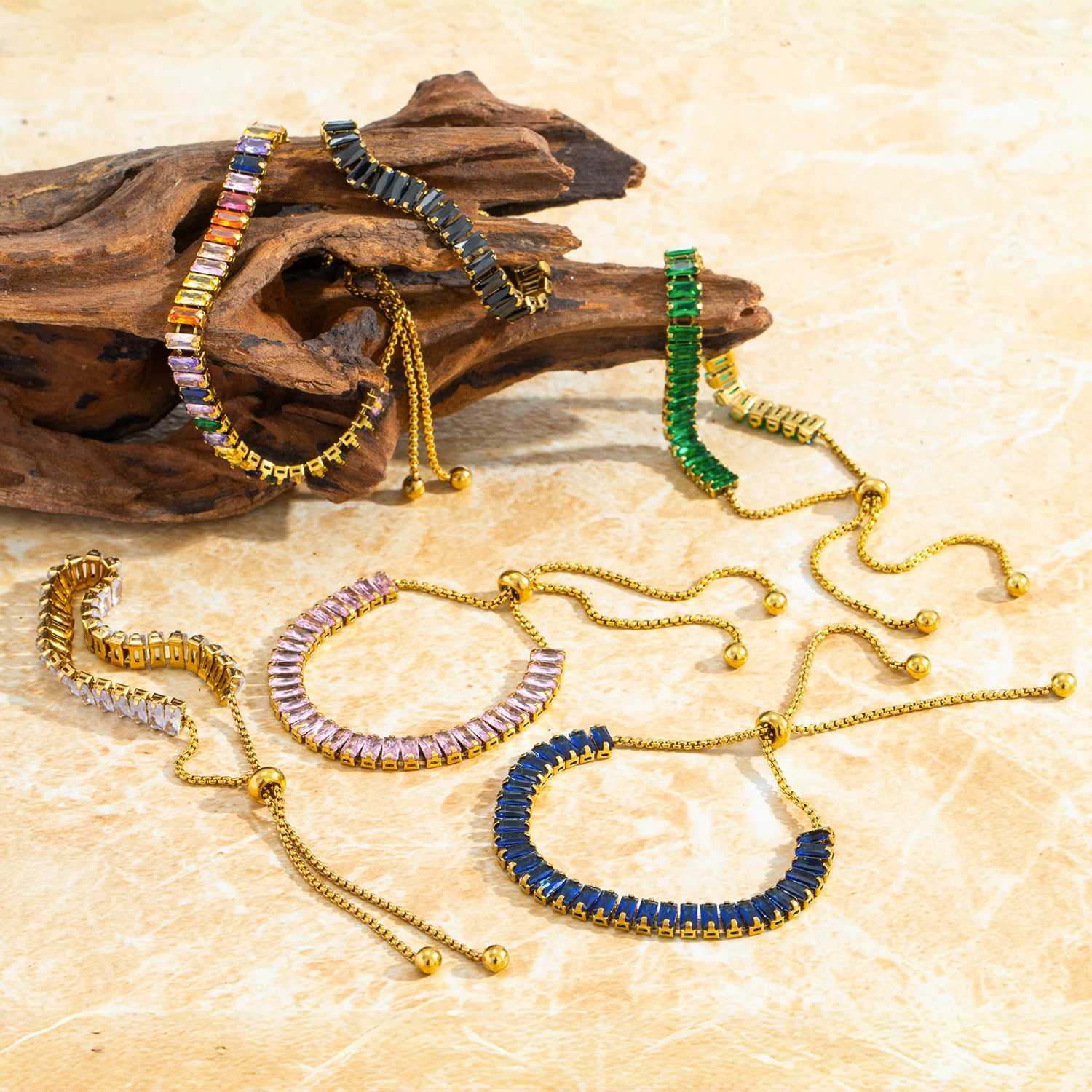 Womens Adjustable CZ Bracelet - Sparkling Zirconia Chain Shines on Hypoallergenic Stainless Steel Dazzling Everyday Jewelry J251122