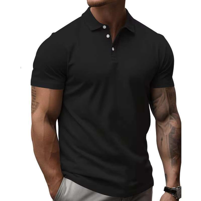 DHessentials Summer New Short Sleeve Polo Shirt Men's Large Loose Collar Solid Color T-shirt