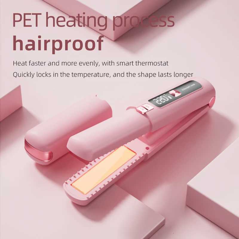 Professional Wireless Hair Straightener Ceramic Plates Fast Heating 2-in1 Hair Tool RechargeableT251122