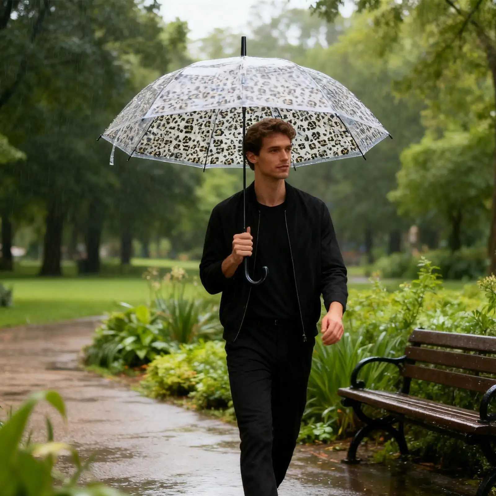 Rain Umbrellas Bubble Canopy Stick Stylish Auto Open Rainproof Transparent Umbrella For Adult Men Women Boys Girls WalkingM251122