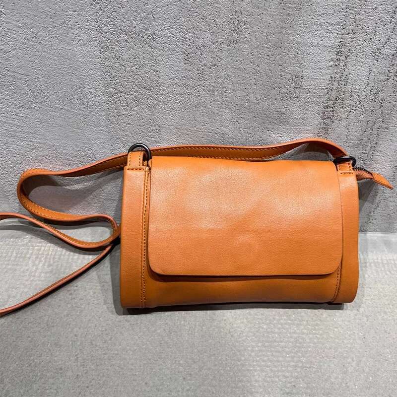 Vintage Natural Women Crossbody Real Genuine Leather Shoulder Bag Female Multi Layer Small Messenger Bags Purses Bag