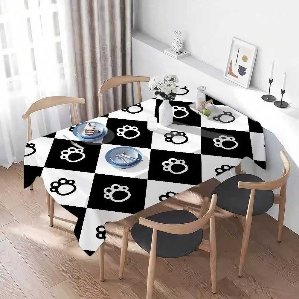 Animal Paw Print Cat/Dog Rectangle Tablecloth - Waterproof Easy Clean For Dinners Parties Picnics C251122
