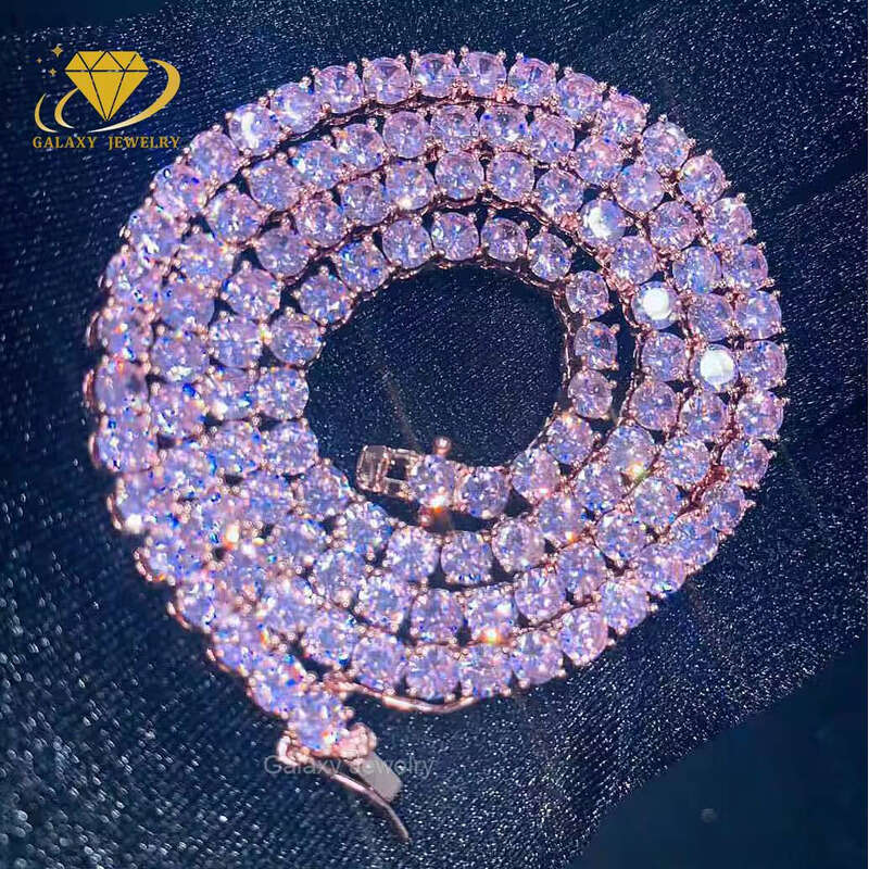 Pass Tester Real Sier Powdered Diaspore Tennis Chain Colorful Iced Bracelet Necklace Women's Jewelry