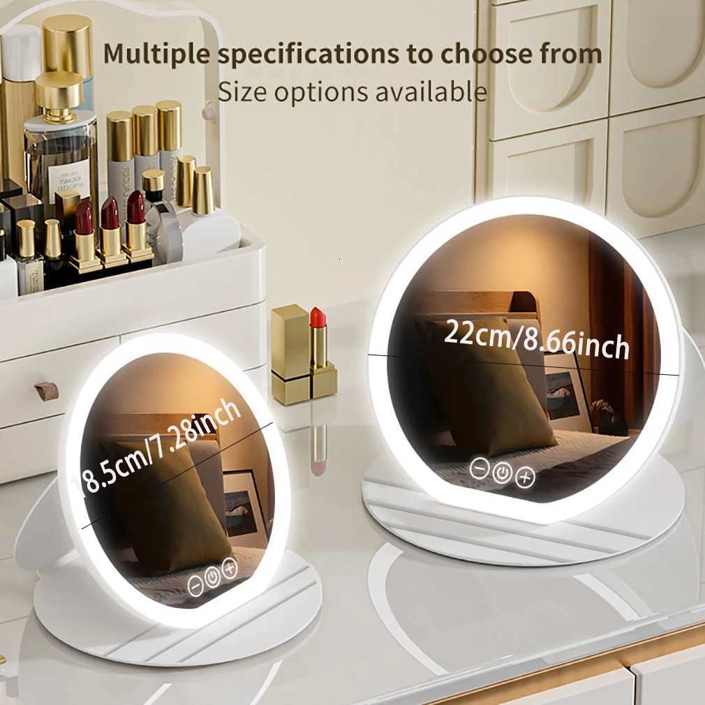 3 Color LED Makeup Mirror Dimmable with Touch Screen Fold Adjust Cosmetic Mirrors 866 728inch for Tabletop Travel Home Use M251122