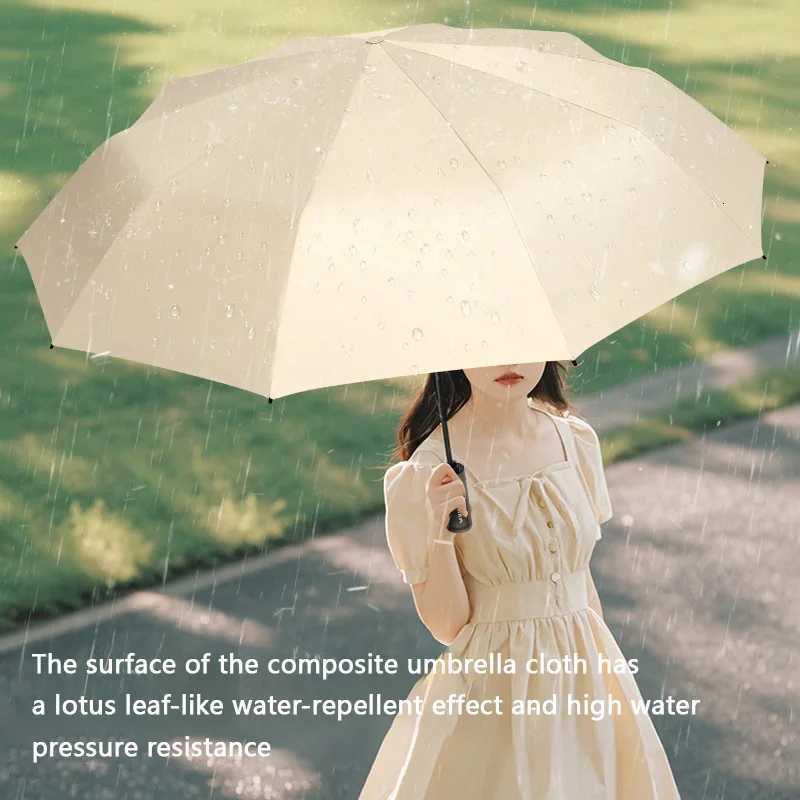 Dual Use Of Rain And light Double Large Umbrella Resistant Umbrella Automatic Fold Business Outdoor Travel UV Parasol And RainM251122