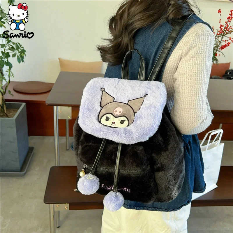 Sanrio Cartoon Plush Backpack Kuromi Schoolbag Hello Kitty Plush Bag My Melody Student Bag Girl Handbag Children Toy Birthday Gift H251122