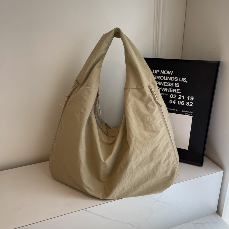 Women's Solid Color Textured Draped Tote Bag Casual Reusable Canvas Shoulder Bags Large Capacity Shopping Bag All Match Underarm R250422