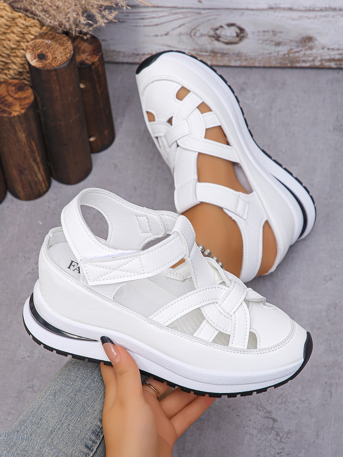 CMM Designer Luxury Plus Size Sandals Women 2025 Spring New Velcro Women's Shoes Fashion Hundred Slippers