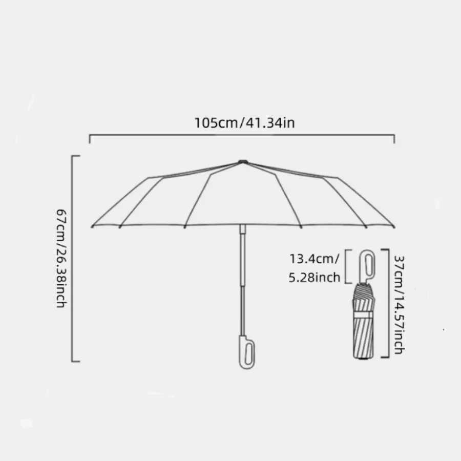 Reinforce Ring Clasp Fully Automatic Umbrella for Men and Women Folding Windproof Strong Waterproof Sturdy SunscreenM251122