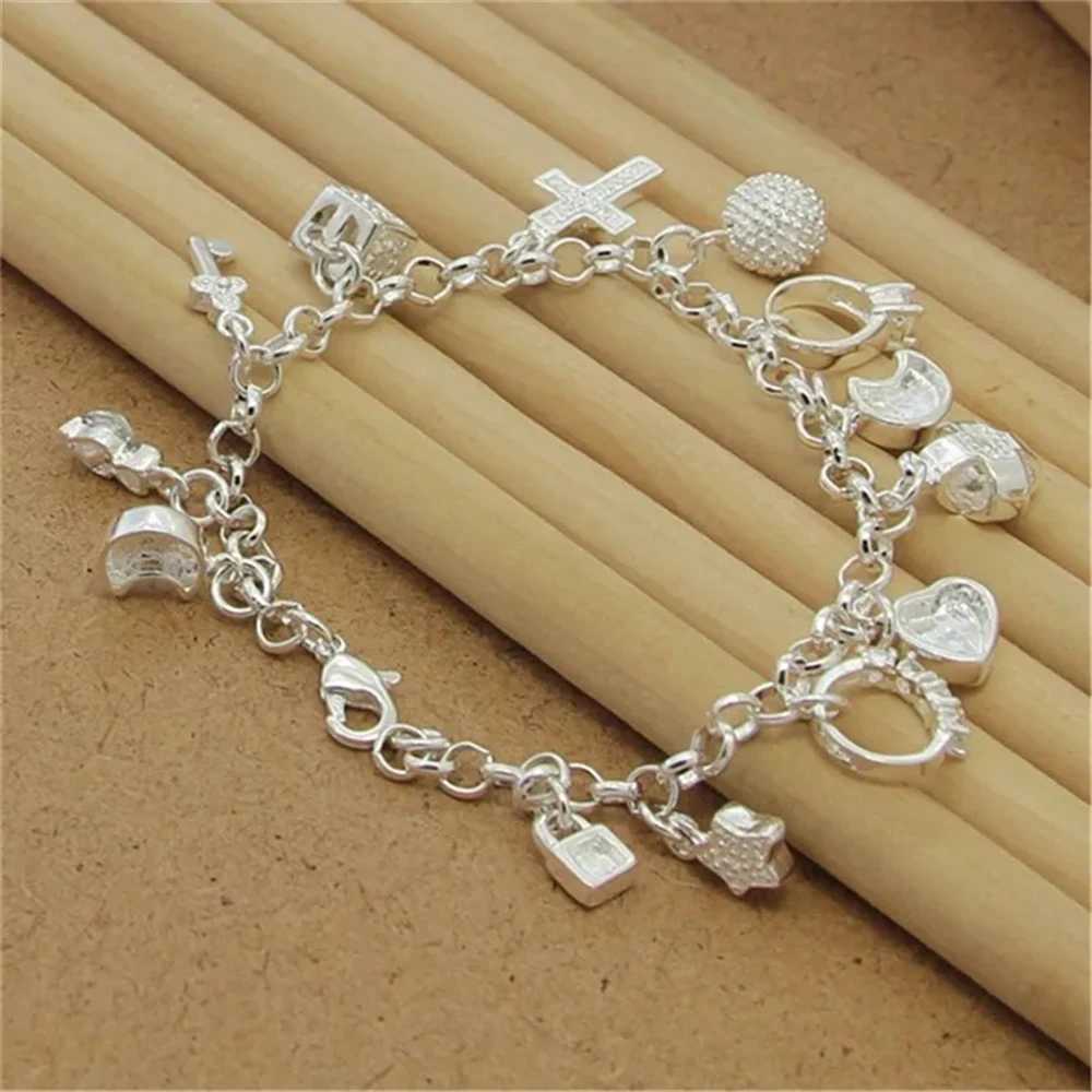 New 925 Sterling Silver Bracelet four-leaf Heart Snake Bone Bracelet For Women Men Charm Jewelry Gift J251122