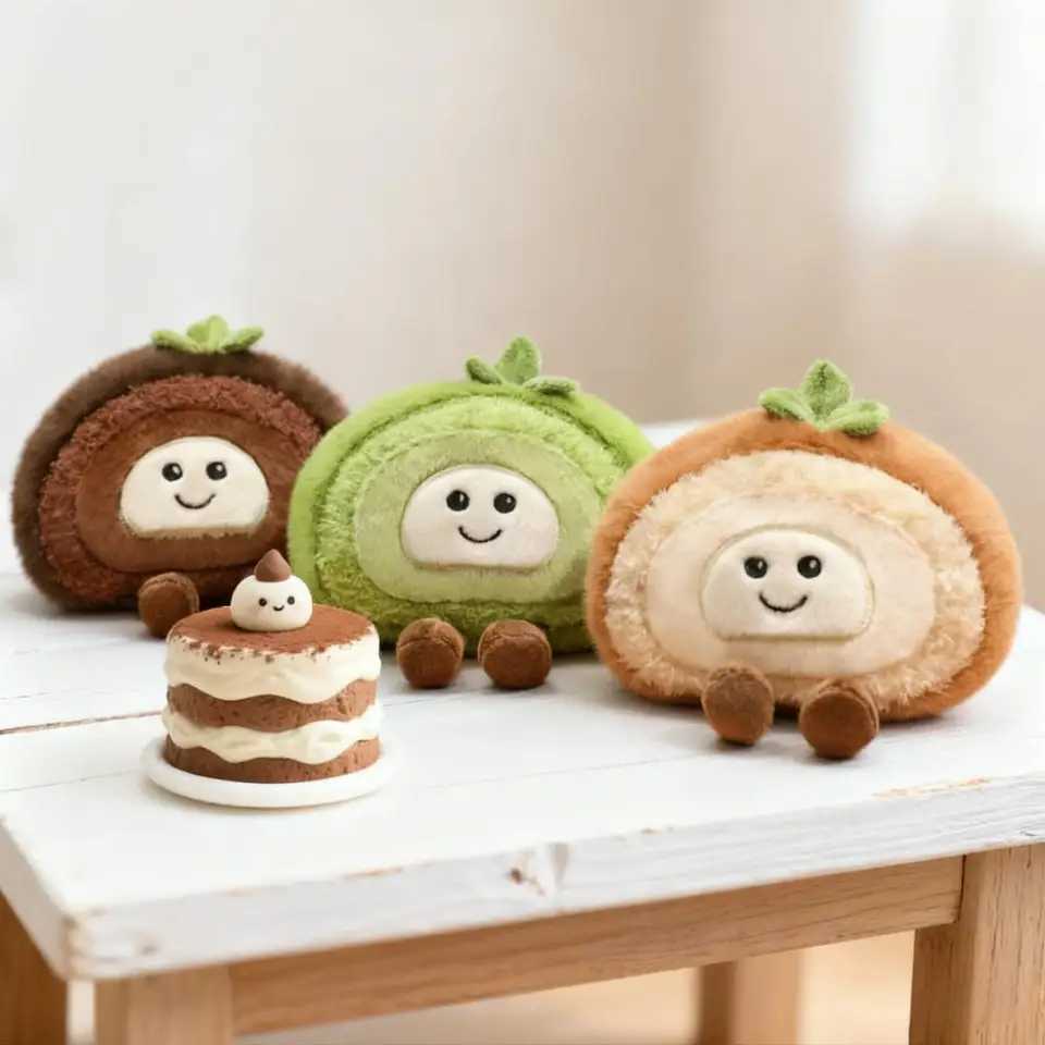 Swiss Roll Plush Toy Cute Stuffed Boys Girls s Pretend Role Play Festival Holiday Birthday Gift Present Idea Soft Doll C251202