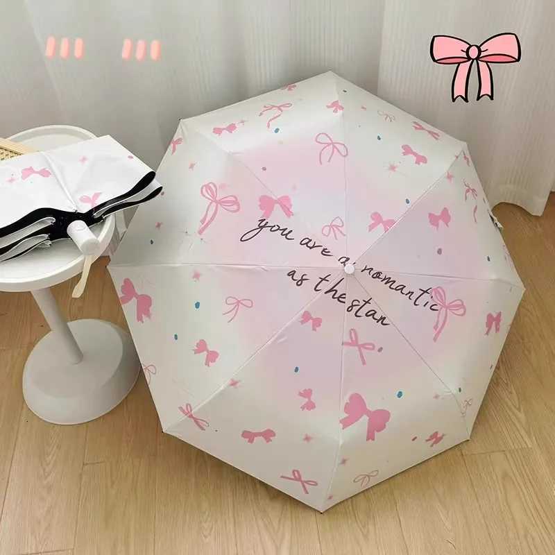 Gradient Love Ins Wind Automatic Umbrella Sun Rain Dual-purpose Sunshade Sun Protection UV Anti-Volk Nickel Umbrella FoldingM251122