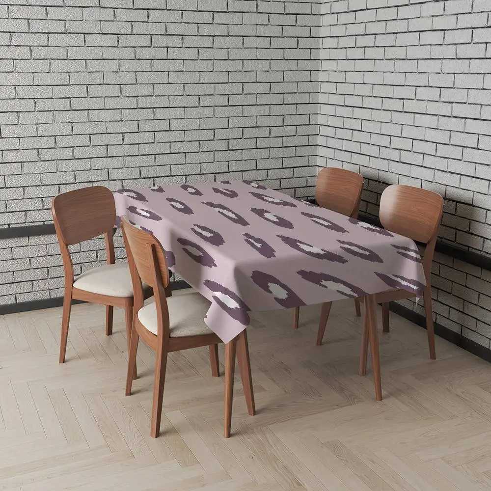Animal Fur Leopard Print Home Tablecloth - Waterproof Anti-Stain Rectangular For Dining Decor Accessories C251122