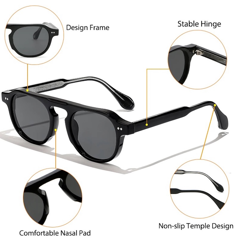 Prescription Pilot Sunglasses Myopia RX Optical Glasses for Nearsighted Customized Progressive lenses Retro Punk UV400 Driving Shades Men, CB Fashion 