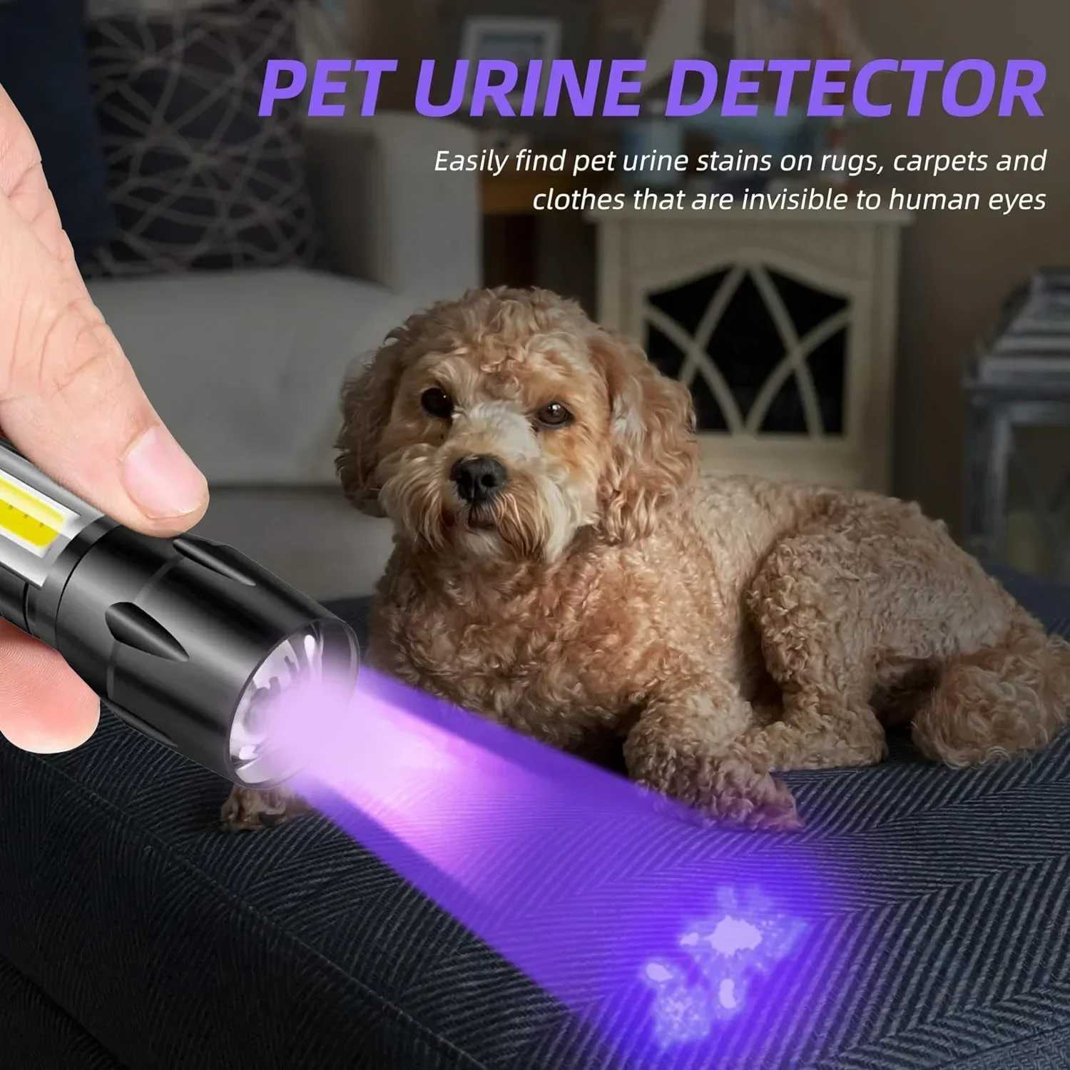 USB Rechargeable Mini UV Flashlight Zoomable Ultraviolet Torch Portable Inspection Light 365nm Pet Detector Violet Flashlights C251122