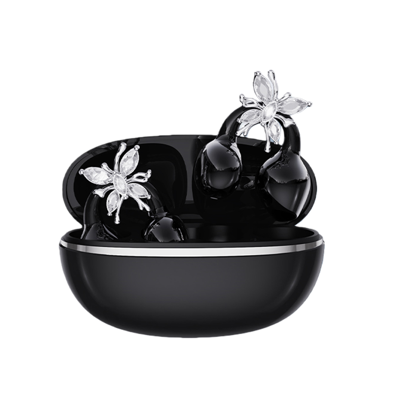 HiFi Stero Earphone Wireless Earbuds Clip Design with Ladies Diamond Buckle Earhook In-Ear Bluetooth TWS ENC