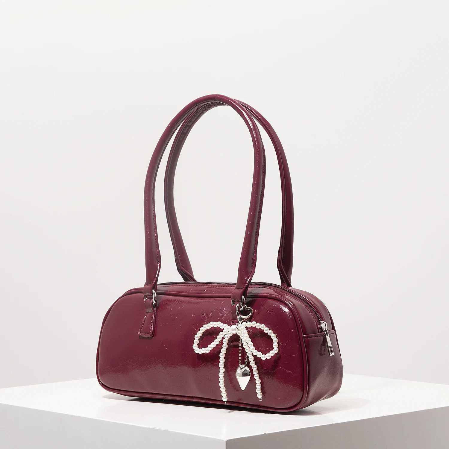Premium Style Pu Shoulder Bag Suitable for Bowling Minimalist Womens Handbags Womens Work Bags Elegant Womens Bags Burgundy WalletsW250420