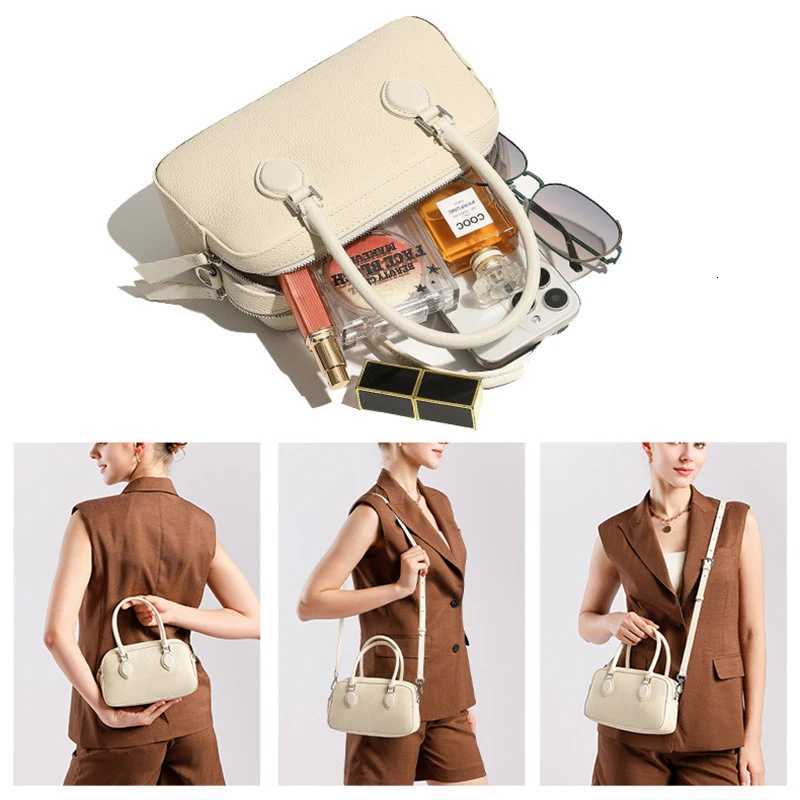 2025 New Womens Mini Casual Single Shoulder Crossbody Ladies Fashion Versatile Genuine Leather Boston Handbag Girls Pillow BagT251122